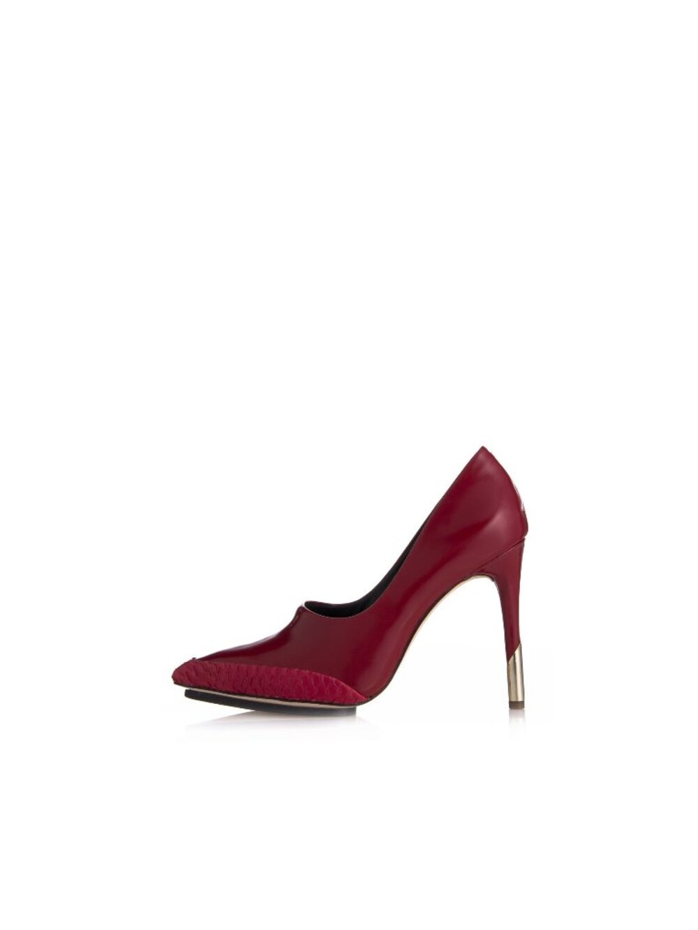 Rachel Roy Beeana Red Pepper Python Embossed Platform Heels Leather Maroon Gold